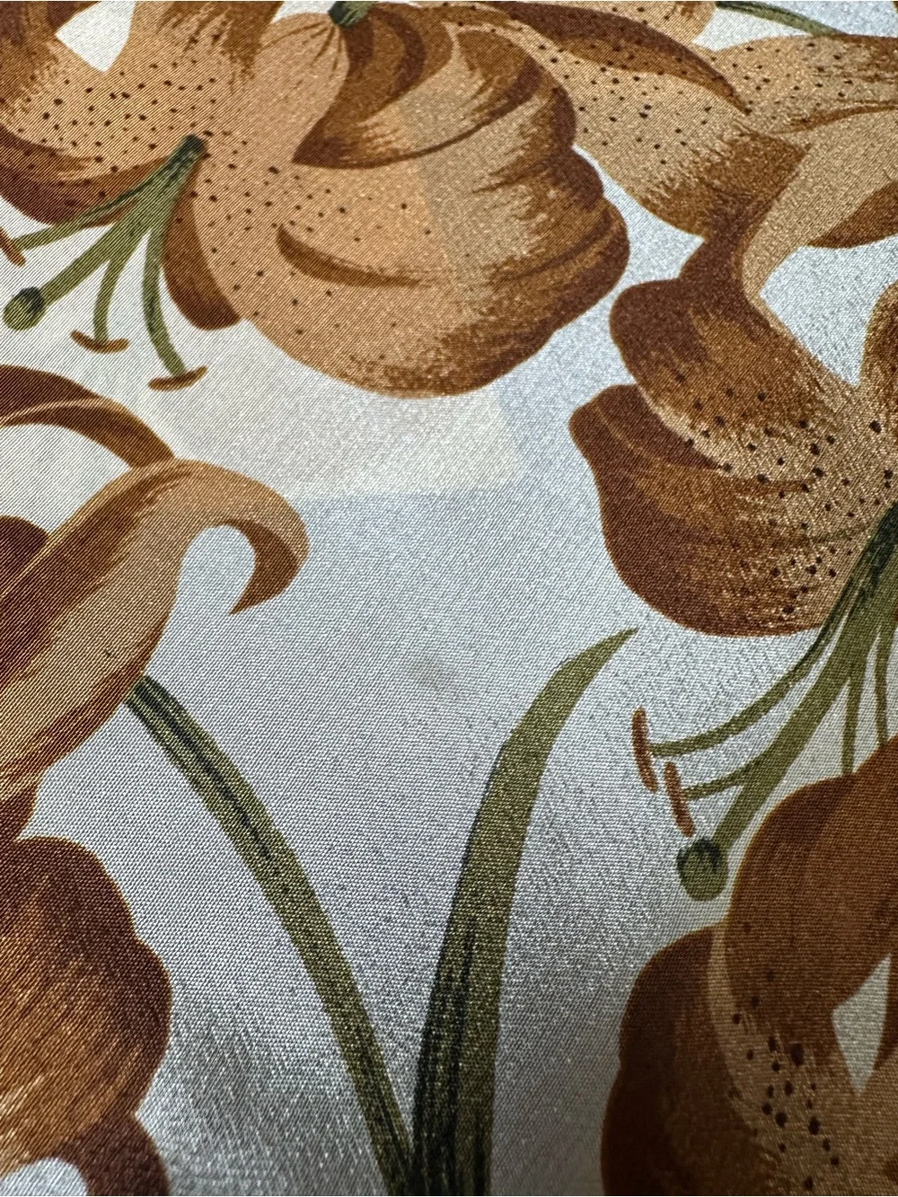 Perry Ellis Purple and Brown Floral 100% Silk Scarf